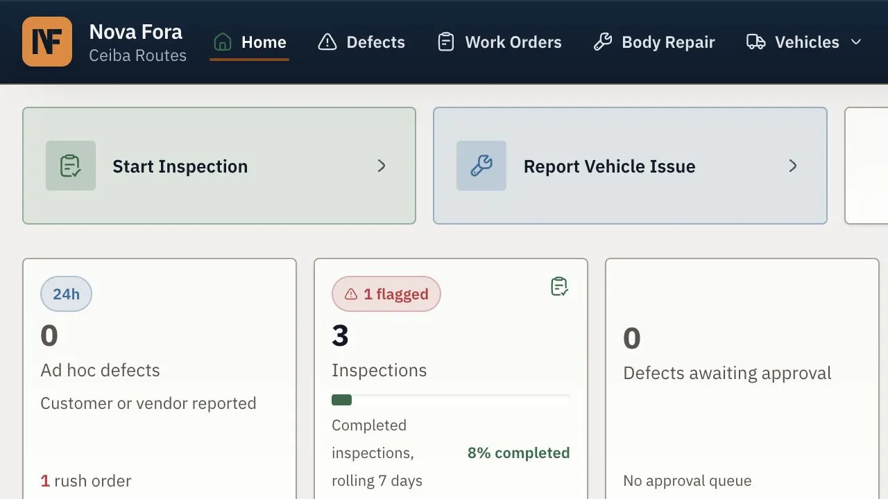 A populated DSP Home page with fleet work that needs attention.